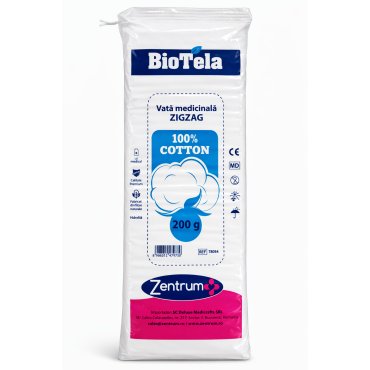 Vata hidrofila tip zig-zag 200g, bumbac 100%, pentru uz medical si igiena