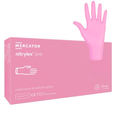 Manusi examinare nitril, fara pudra, Nitrylex Pink, cutie 100 buc