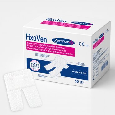 Plasture fixare branula steril FixoVen, 6x8 cm, 50 buc