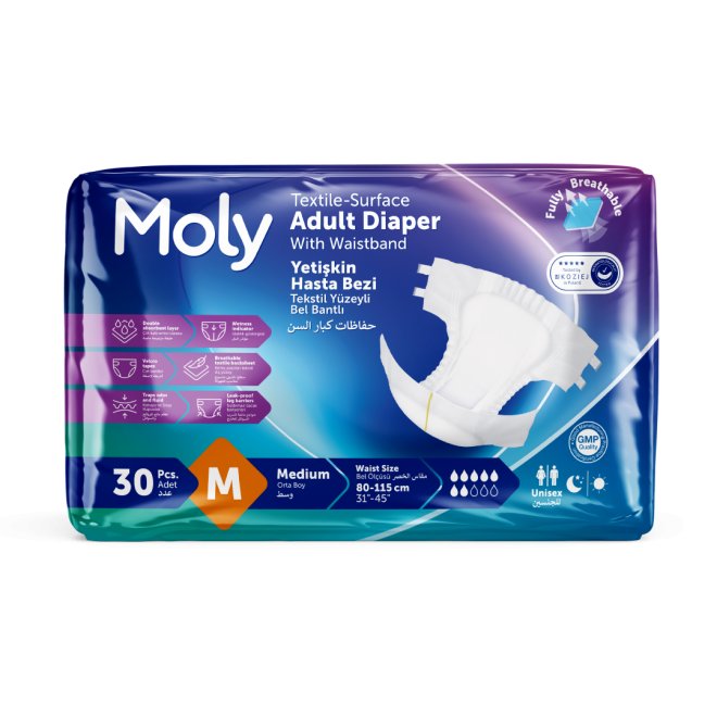 Scutece adulti Moly M, 30 bucati