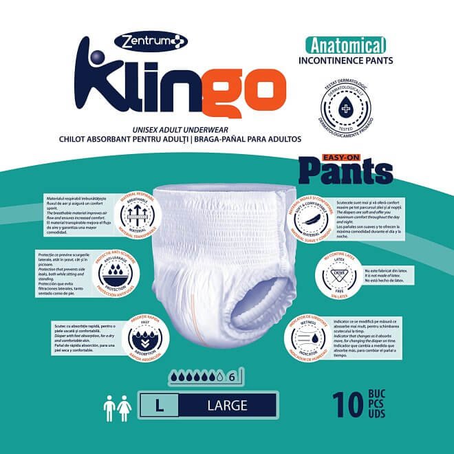 Scutece adulți tip chilot Klingo Easy-on Pants L, 30 buc