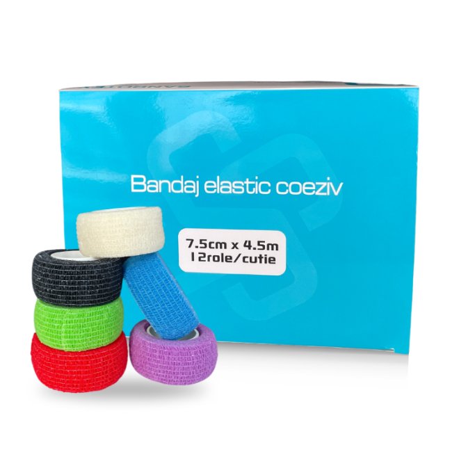 Bandaj elastic coeziv autoadeziv multicolor – 7.5 cm x 4.5 m