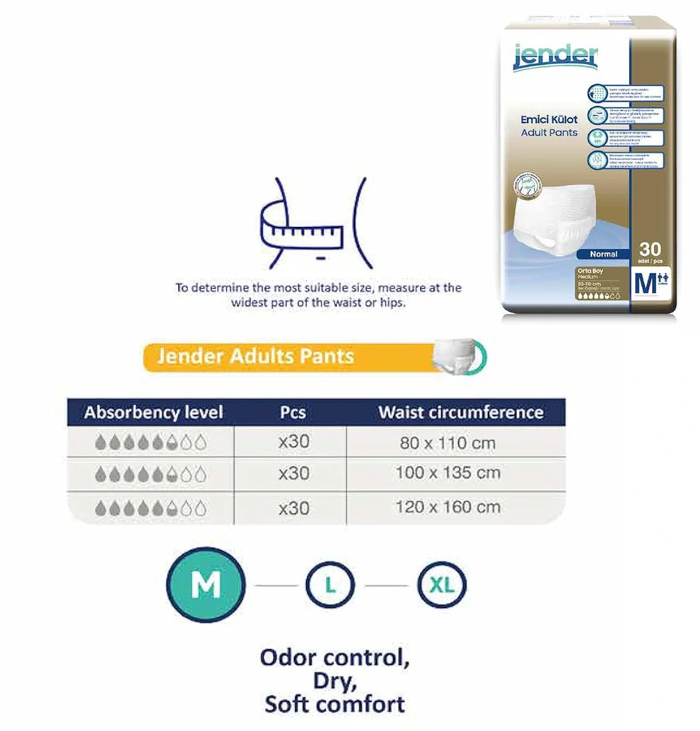 Scutece tip chilot pentru adulti Jender – M, 90 buc