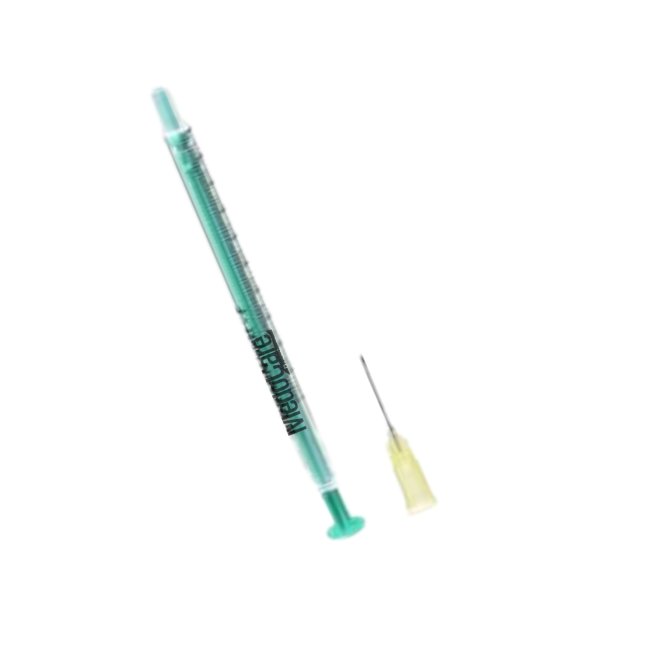 Seringa 1 ml, 2 componente, Luer Slip, cu ac 25G, extensie scala 1.1 ml