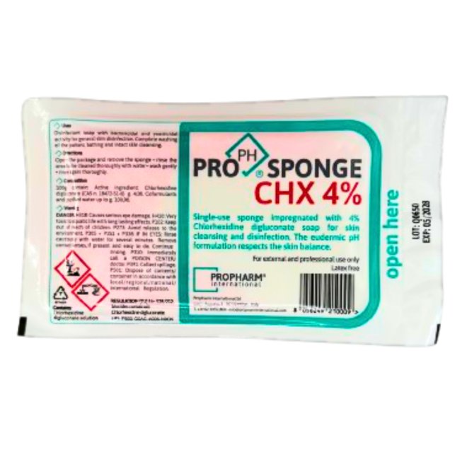 Burete chirurgical ProSponge CHX 4%, burete de unica folosinta impregnat cu gluconat de clorhexidina pentru dezinfectie cutanata