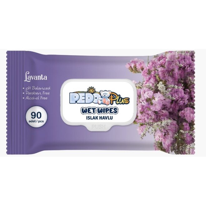 Servetele umede Pedo Plus levantica, 90 buc, pH echilibrat, fără alcool