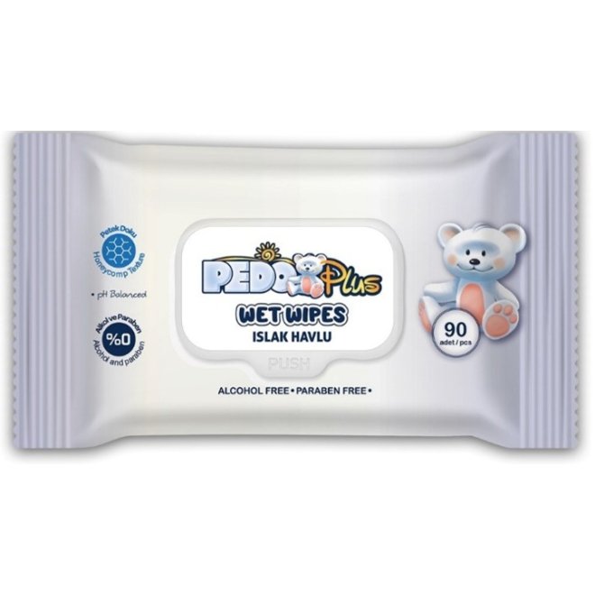 Servetele umede Pedo Plus Clasic, 90 buc, textura fagure, pH echilibrat