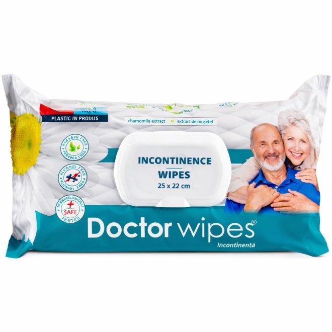 Servetele umede pentru incontinenta adulti, 72 bucati, musetel, fara alcool