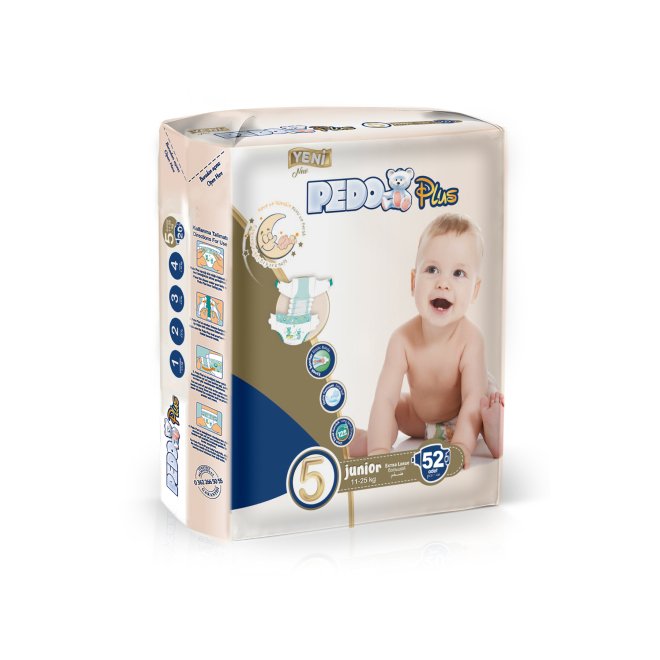 Scutece bebelusi Pedo Plus Nr. 5 Junior XL, 11-25 kg, pachet economic 55 buc