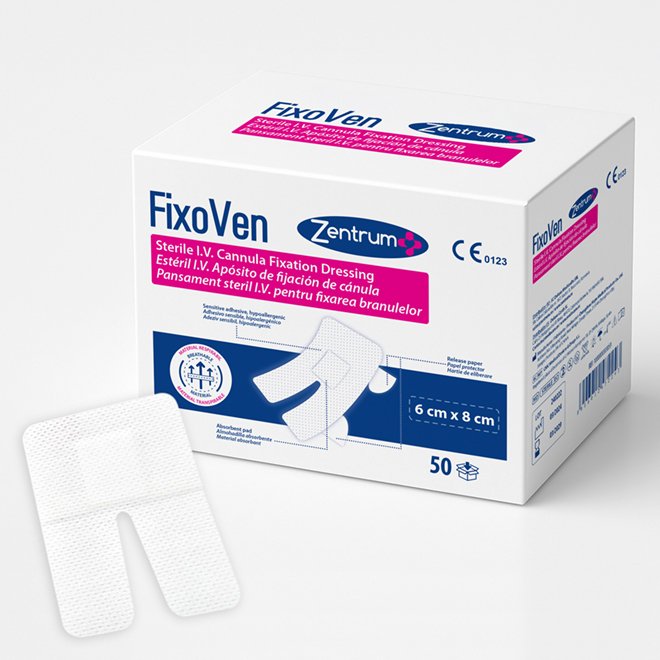 Plasture fixare branula steril FixoVen, 6x8 cm, 50 buc