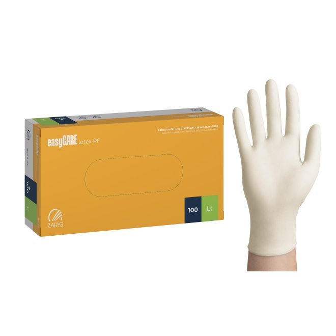 Mănuși examinare latex easyCARE PF, nepudrate, nesterile, mărimea M – 100 buc
