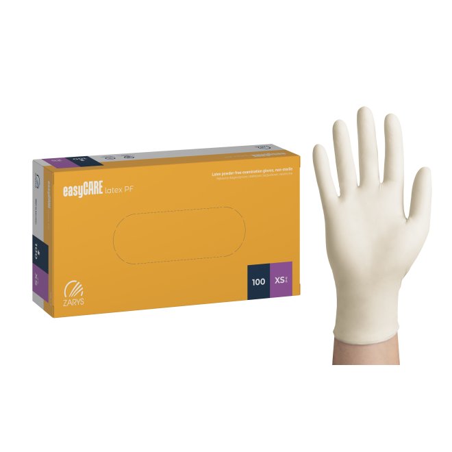 Mănuși examinare latex nepudrate easyCARE PF, XS, 100 bucăți – nesterile