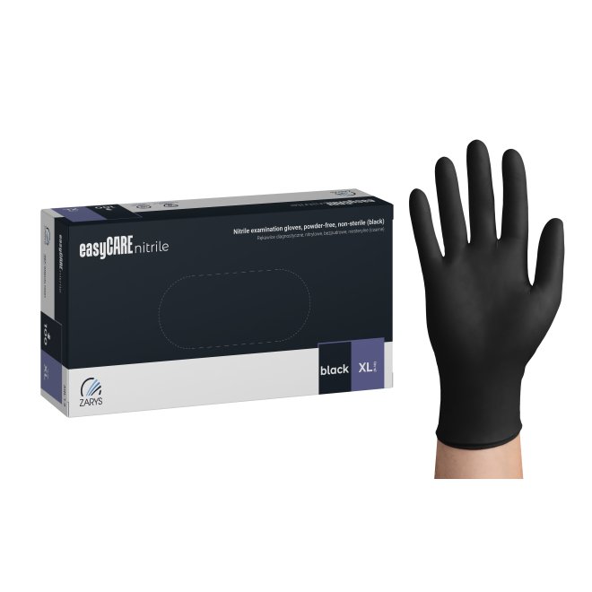 Mănuși nitril negre easyCARE, nepudrate, nesterile, mărimea XL – cutie 100 bucăți