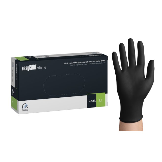Mănuși nitril negre easyCARE, nepudrate, nesterile, mărimea L – 100 bucăți/cutie
