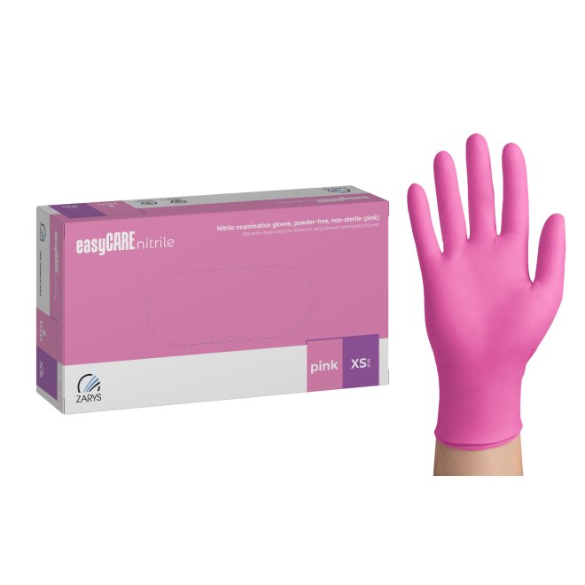 Mănuși examinare nitril easyCARE roz XS – nepudrate, nesterile (100 buc/cutie)