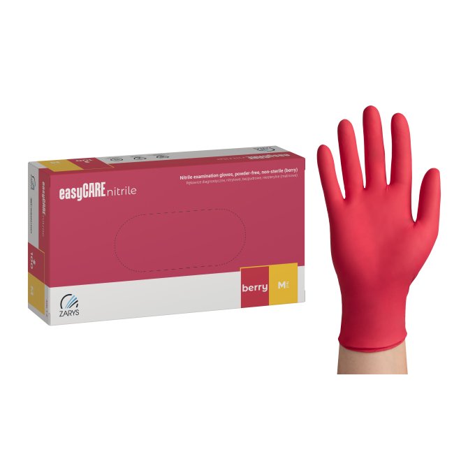 Mănuși nitril roz Berry easyCARE M – nepudrate, nesterile, cutie 100 buc