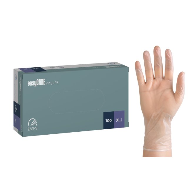 Mănuși de vinil nepudrate easyCARE, mărimea XL – Cutie 100 bucăți