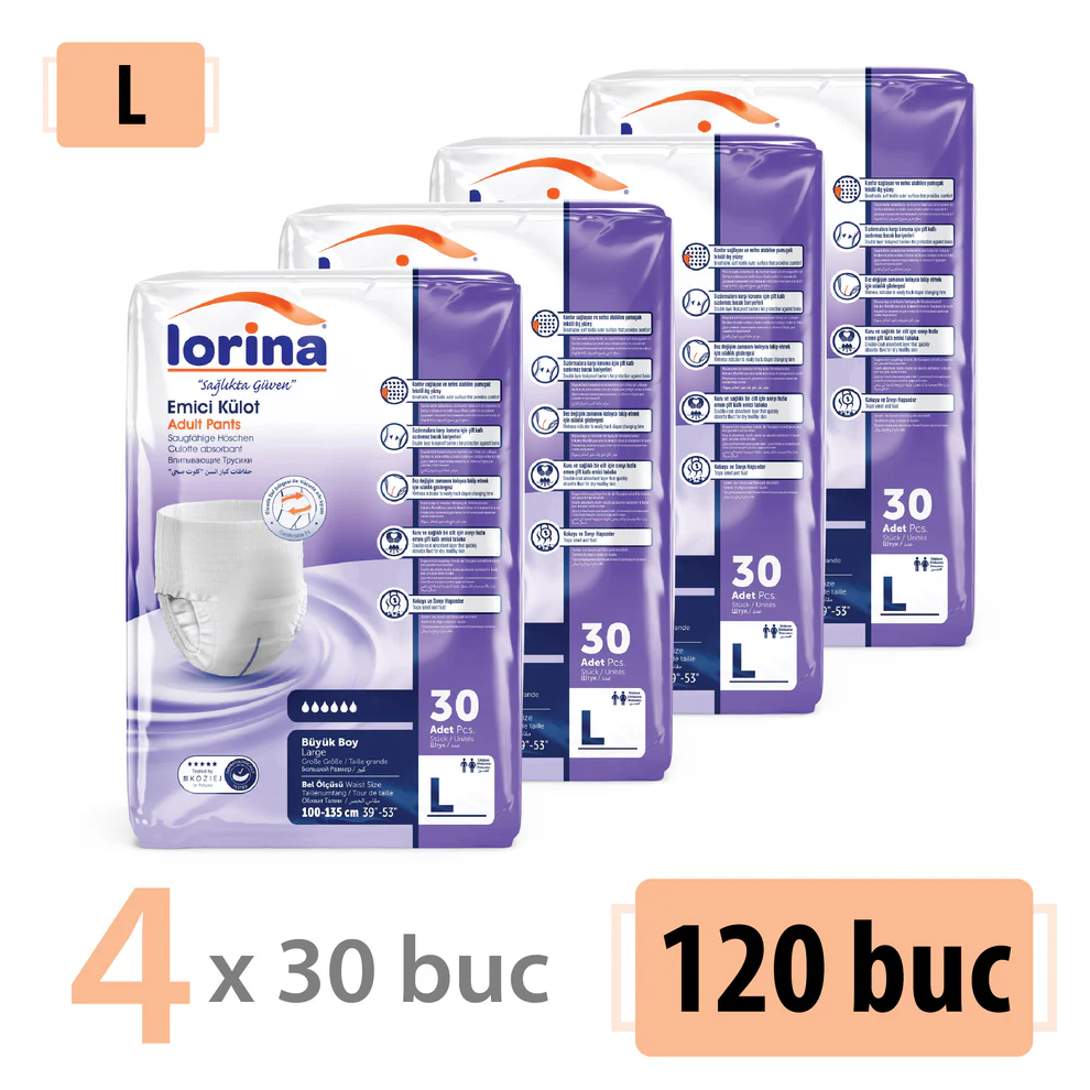 Scutece-chiloti pentru adulti Lorina – Marimea L, 120 buc